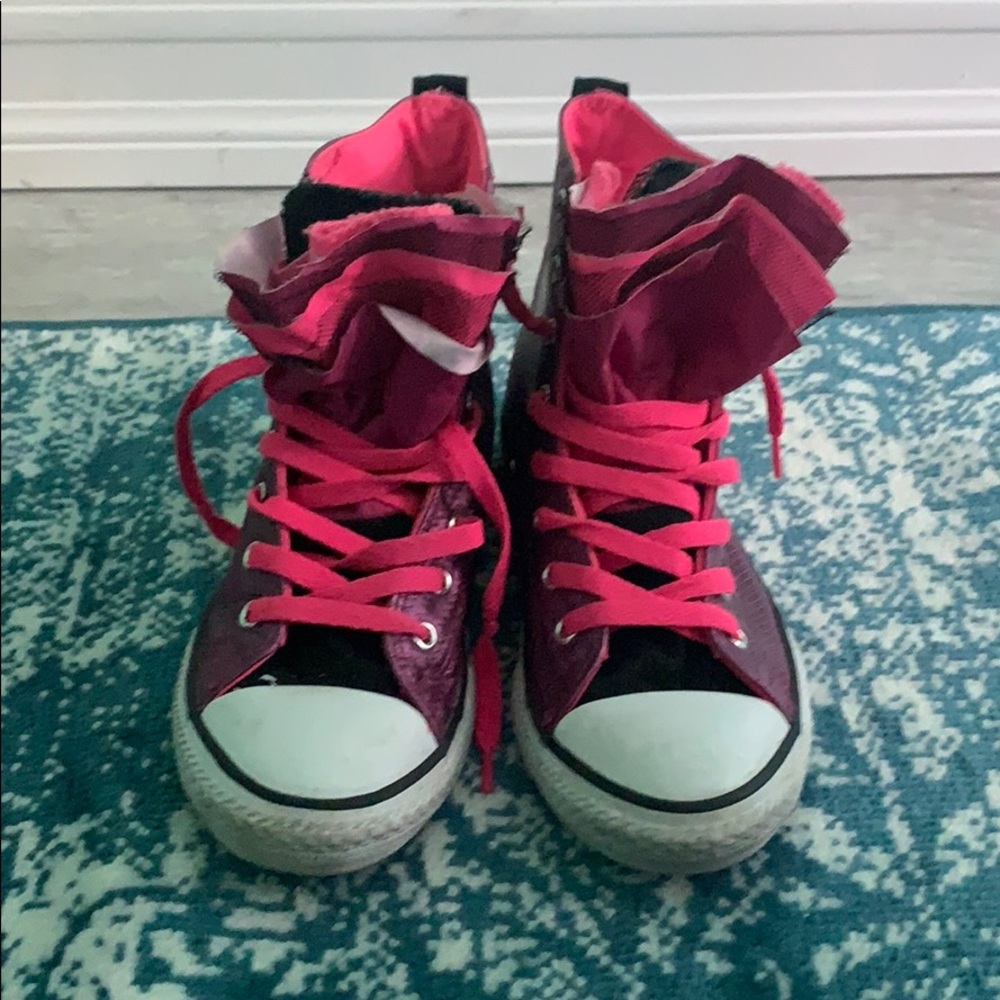 Hot pink converse high tops